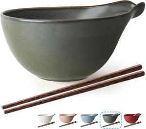 Ramen Bowl with Chopsticks, 42Oz Ceramic Noodle Bowl, Large Soup Bowl, Pasta Bo - Picture 1 of 12