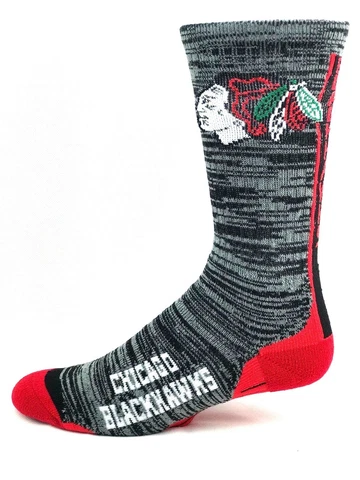 Chicago Blackhawks Hockey Charcoal RMC & Red  Vortex Deuce Crew Socks Cover