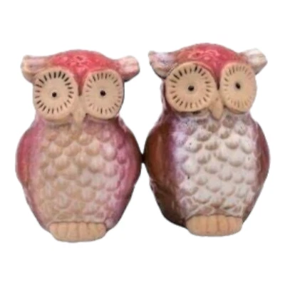 Salero y pimentero de cerámica de búho naranja rojizo Foto 1 de 4