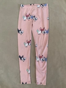 Petit Peony Leggings Girls 7 Chicken Print Pink - Picture 1 of 5