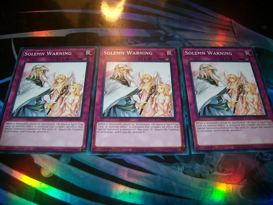3x Solemn Warning 1st Edition Common SDCH-EN036 Yu-Gi-Oh! - Image 1 of 1