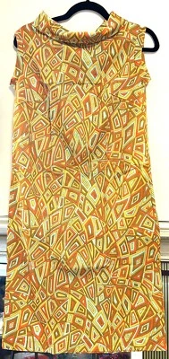 Vestido recto jersey naranja marrón aguamarina Jane Emory años 60 MOD nuevo stock antiguo talla 12 Foto 1 de 4