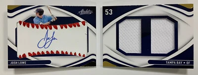 Josh Lowe /99 2022 Panini Absolute Rookie Ball Patch Book Auto Tampa Bay RC - Image 1 of 4