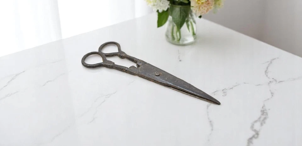 Antique Iron Small Scissors Original Old Hand Crafted Engraved - Image 1 of 4