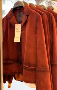 ZARA BNWT 2025. WINE 100% SUEDE LEATHER BLAZER LIMITED EDITION. 5129/041/660 - Picture 1 of 9