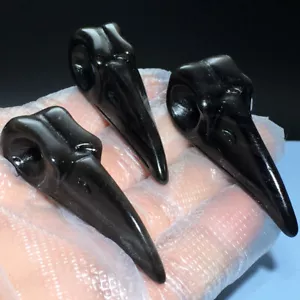 60gNatural Crystal silver obsidian Hand-carved Exquisite crow skull healing 3pcs - Picture 1 of 4