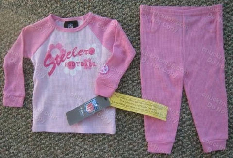 STEELERS 2 Piece Girls PINK Thermal Pajamas by Gerber Childrenswear™ 6M - 3T NEW Cover