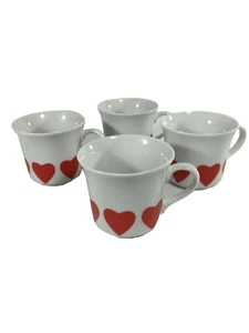 4 Demitasse Cups Heart Design Love Valentine Tea Party Thun TK Czechoslovakia - Picture 1 of 5