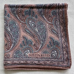 Mens Handkerchief Vintage Brown Red Cotton Flourish Paisley Art Pocket Square 19 - Picture 1 of 3