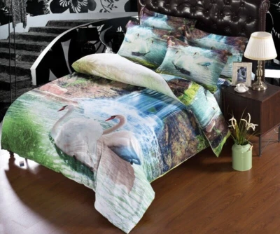 6 piezas. Juego completo de funda nórdica de polialgodón en verde, azul y blanco para edredón Foto 1 de 4