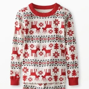 Hanna Andersson Holiday Pajama Top Dear Deer Long John Kids Unisex Size US 6-7 - Picture 1 of 5