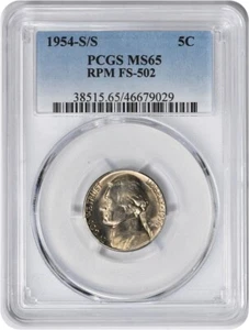 1954-S/S Jefferson Nickel RPM FS-502 MS65 PCGS - Picture 1 of 2