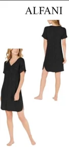 NWT Alfani Women's Ribbed Knit V-Neck Chemise Nightgown Black Size XXXL $45 - Picture 1 of 7