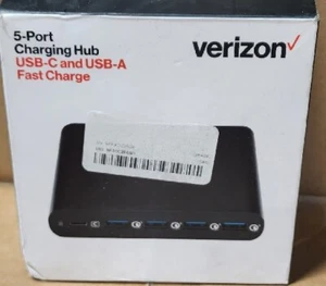 VERIZON 5-PORT CHARGING HUB USB-C AND USB-A FAST CHARGE Open Box - Picture 1 of 8