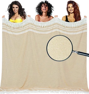 Oversized Turkish Beach Towel Blanket Cotton Giant XL Sandproof Towels Huge Line - Picture 1 of 12