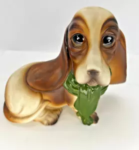 Bassett Hound Dog Ceramic sitting Figurine 7" 7" Tall HAND PAINTED Enesco - Picture 1 of 10
