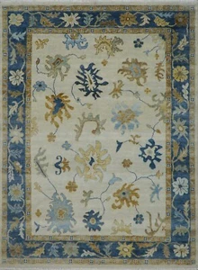 9x12 Handmade Oriental White Transitional Oushak Living Room Hand-Knotted Carpet - Picture 1 of 9