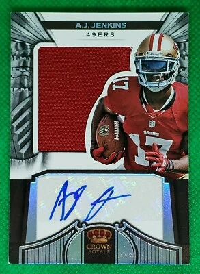 AJ Jenkins 2012 Panini Crown Royale #251 Rookie Autograph Patch SN 82/149 49ers - Image 1 of 3