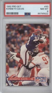 1992 Pro Set Football #93 Kenneth Davis Psa 8 - Picture 1 of 3