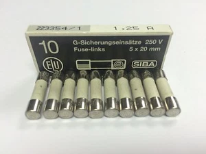 SIBA 70 001 40 1.25A 5x20mm FF Fuse Very Quick Acting FF1.25A250V JPSF326 Pk5/10 - Picture 1 of 3
