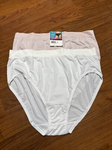 Women 2Pk Radiant by Vanity Fair SOFT Hi-Cut Briefs Size 4XL/11 White & Pink NWT - Picture 1 of 4