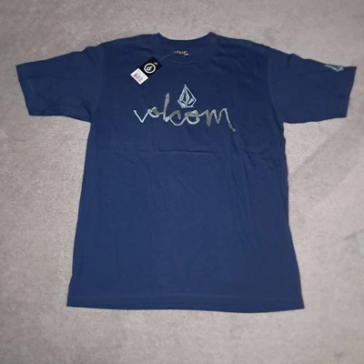 Vintage Y2K Volcom Stone Skateboard T-shirt Mens Large Blue Camo Logo Spellout - Image 1 of 4