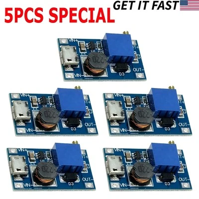 Convertidor de potencia de salida 5 piezas DC-DC Micro-USB Step Up Boost Module 2-24V IN 5-28V- Foto 1 de 4