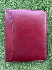 Franklin Covey Full Grain Leather Planner 7 Ring Zip Burgundy Binder Pockets - Picture 1 of 13