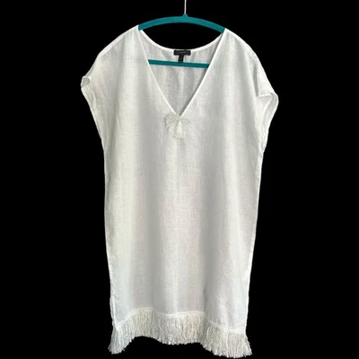 J.Crew Flecos y Borla Blanco Lino Piscina Cubierta Marcada S Se Ajusta Mediana NUEVO Foto 1 de 4