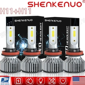 H9+H11 LED Headlight Combo Hi-Lo Light Bulbs Kit 6000K Super Bright White 2Pair - Picture 1 of 12