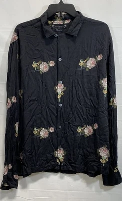 All Saints Floral Rose Print Relaxed Fit Button Up Shirt Sz XL - Image 1 of 4