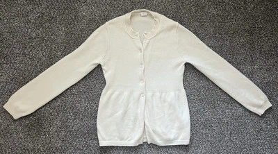 Mujer J. Suéter Babydoll Crew Crema 100% Cachemira Manga Larga Botón -Talla M Foto 1 de 4