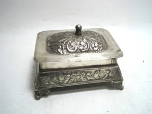 VTG Embossed Persian/Indian Silverplate Engraved Trinket/Jewelry Box With Lid - Picture 1 of 5