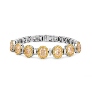 Natural Fancy Yellow Diamond Bracelet 11.40 Ct Oval Cut VS EG_Lab Report 18K - Picture 1 of 9