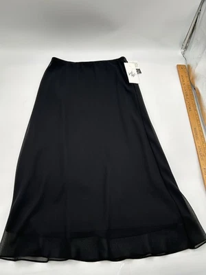 NUEVO CON ETIQUETAS Alex Evenings FALDA Negra Boda Fiesta Larga Recta Forrada Transparente Talla L Foto 1 de 4