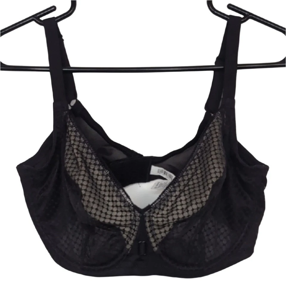 Wonderbra 38DD Sujetador Ajustable Negro Crema Encaje Sin Acolchado Malla Transparente Ligero Foto 1 de 3