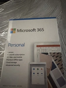 Microsoft 365 Personal–Physical Box, 1 User, 12-Month – New & Sealed (QQ2-01024) - Picture 1 of 3