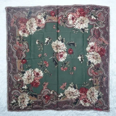 RALPH LAUREN Paisley Flor Verde Seda Bufanda Bufandas 34" X 34.5" P532 Foto 1 de 4