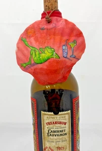 DecoupageShell Art Ornament Bottle Charm Trinket Dish of Frog and Martini - Picture 1 of 4