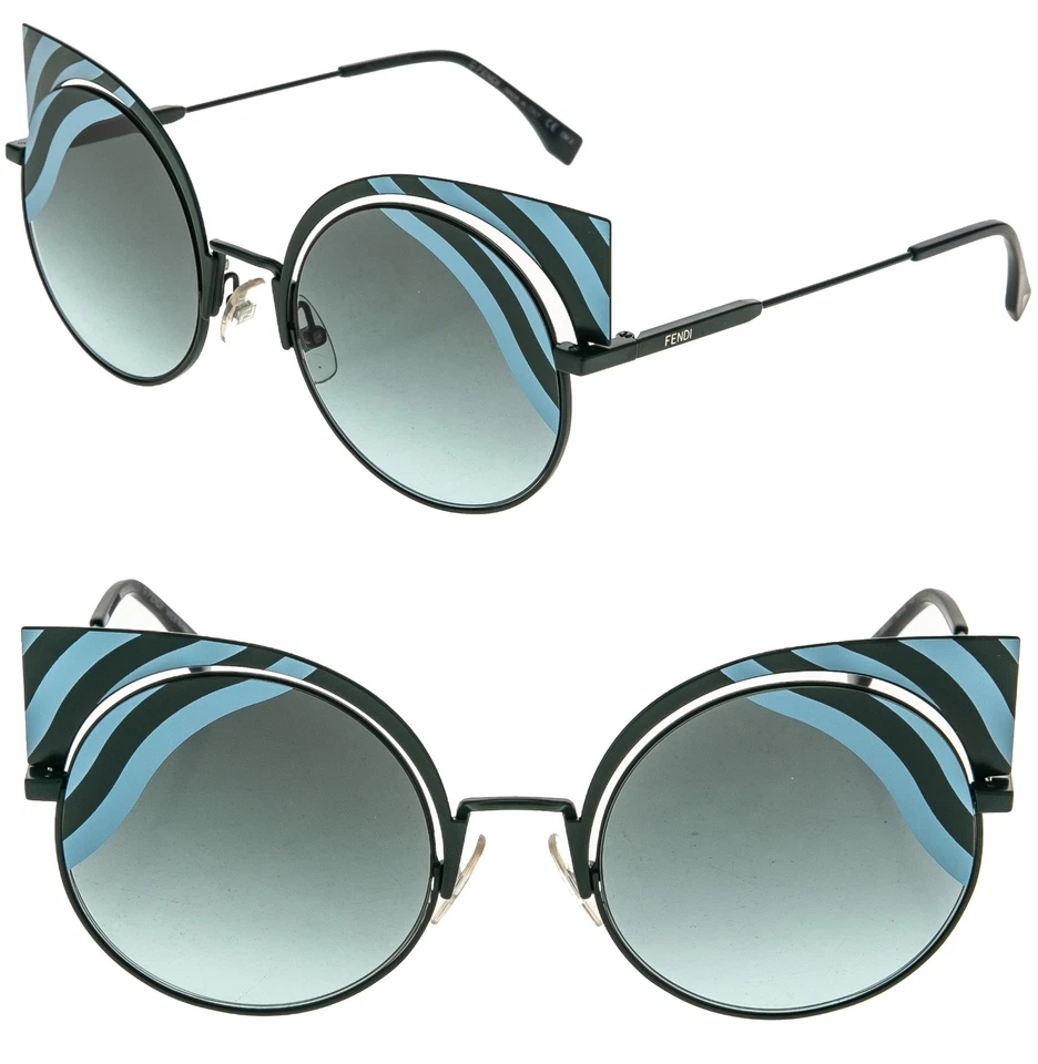 FENDI HYPNOSHINE FF0215S Green Blue Wave Stripe Metal Fashion Sunglass Cat 0215 - Изображение 1 из 4