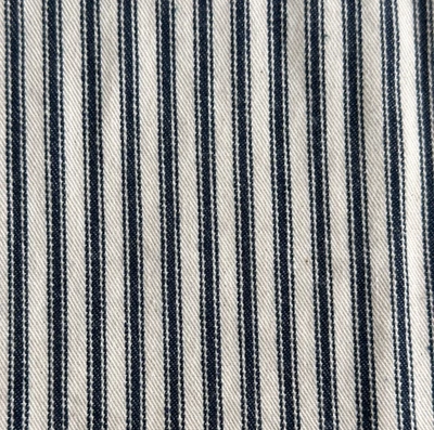 Blue White Stripe Ticking Fabric Cotton Woven Farmhouse French Country 53"Lx42"W - Image 1 of 4