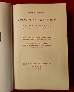 Vintage 1948 Tolstoy As I Knew Him by T. Kuzminskaya Hard Cover Book X-Lib - Imagen 1 de 7