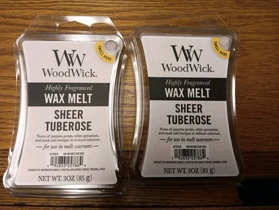 Yankee Candle WoodWick SHEER TUBEROSE Fragrance Wax Warmer Melts 2 Pack - Image 1 of 2