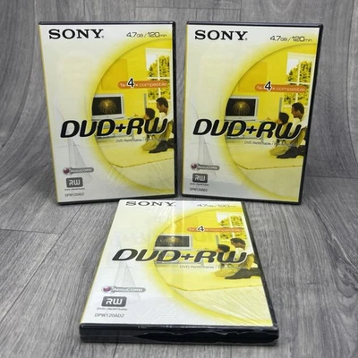 Sony DVD-RW Rerecorder Discs 4.7GB / 120 Min Rewritable + Cases New & Sealed x3 - Image 1 of 4