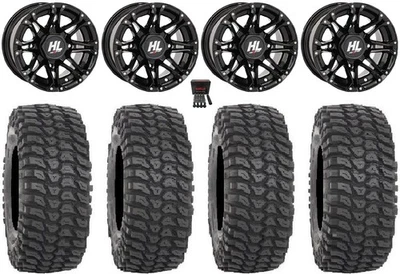 High Lifter HL3 14" Wheels Black 30" XCR350 Tires Kawasaki Teryx Mule Foto 1 de 4
