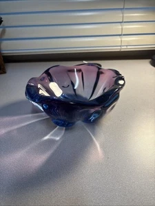 Josef Hospodka Chribska Bohemian Art Glass Bowl Purple Pink Midcentury MCM - Picture 1 of 9