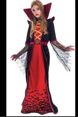 Spooktacular Creaciones Vampiro Gótico Reina Halloween Niñas GRANDE Vestido de Terciopelo Foto 1 de 4