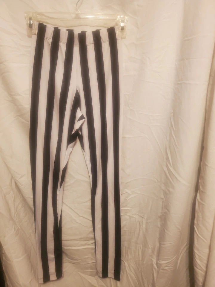 Pantalones a Rayas de Halloween Negro/Blanco Prisionero Cárcel Preso Talla JL Nylon/Spandex Foto 1 de 4