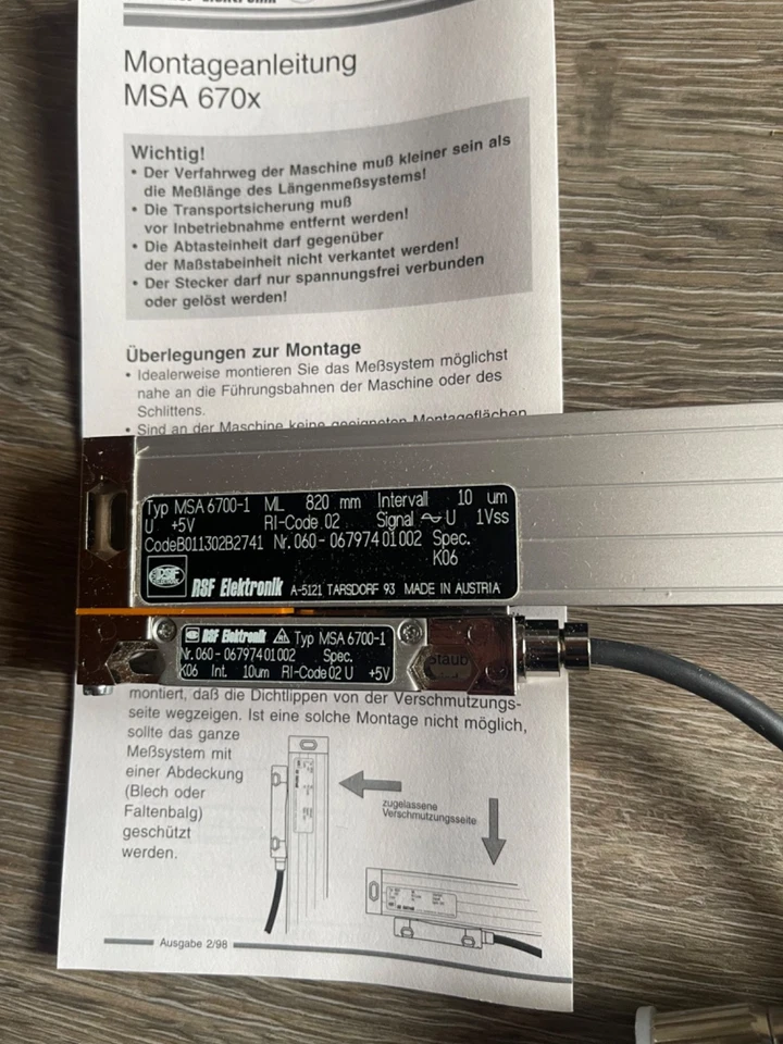 RSF ELEKTRONIK  MSA 6700-1  LÄNGENMESSGERÄT ML 820mm  -/new old Stock - Bild 1 von 4