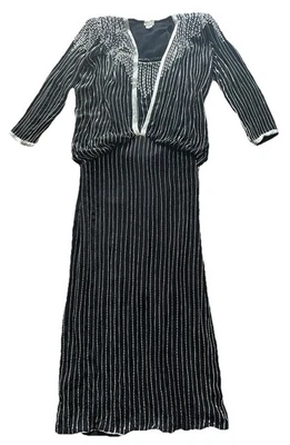 Maxi Vestido para Mujer Judith Ann Creations M Lentejuelas Cuentas Boda Gala Años 80 Negro Foto 1 de 4